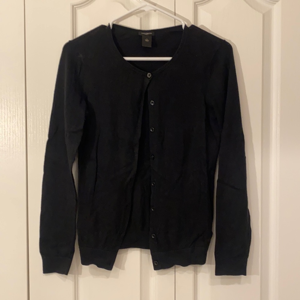 Ann Taylor black button down scoop neck cardigan Size S